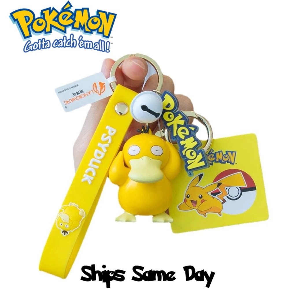 Officially Licensed Psyduck Pokémon Bell Lanyard 2 in 1 Keychain - BRAND NEW
